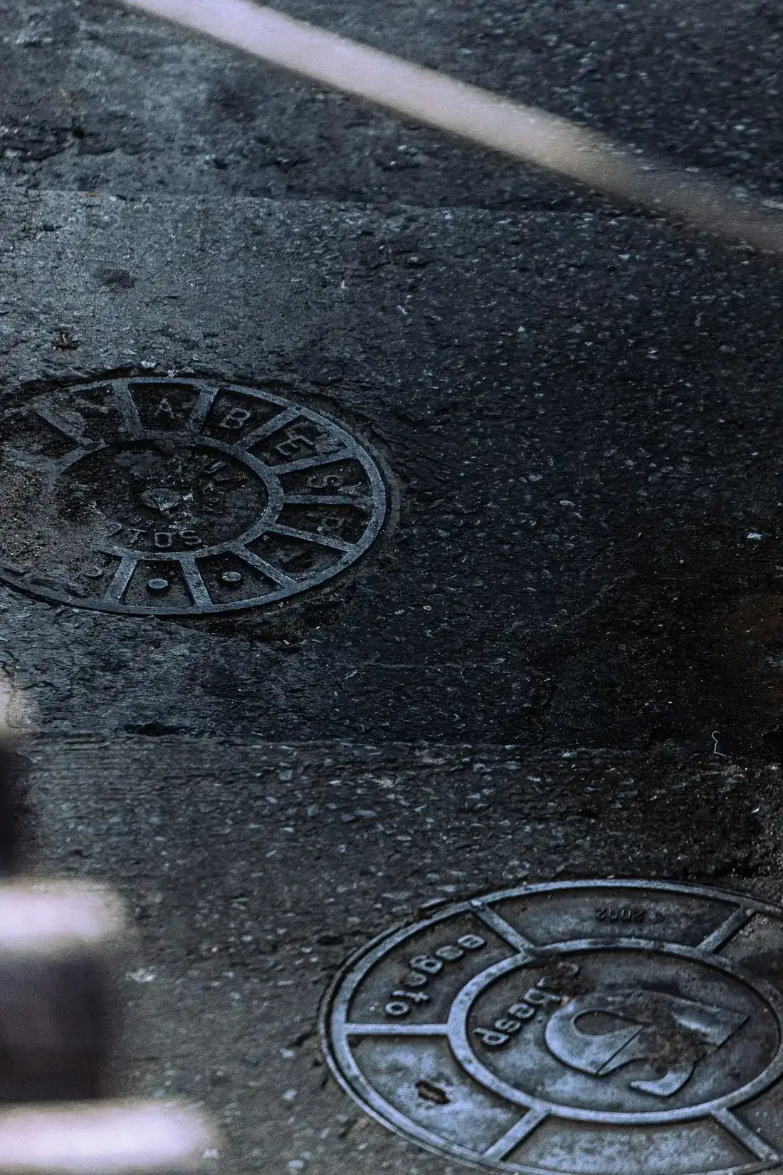 Manhole covers on a city street